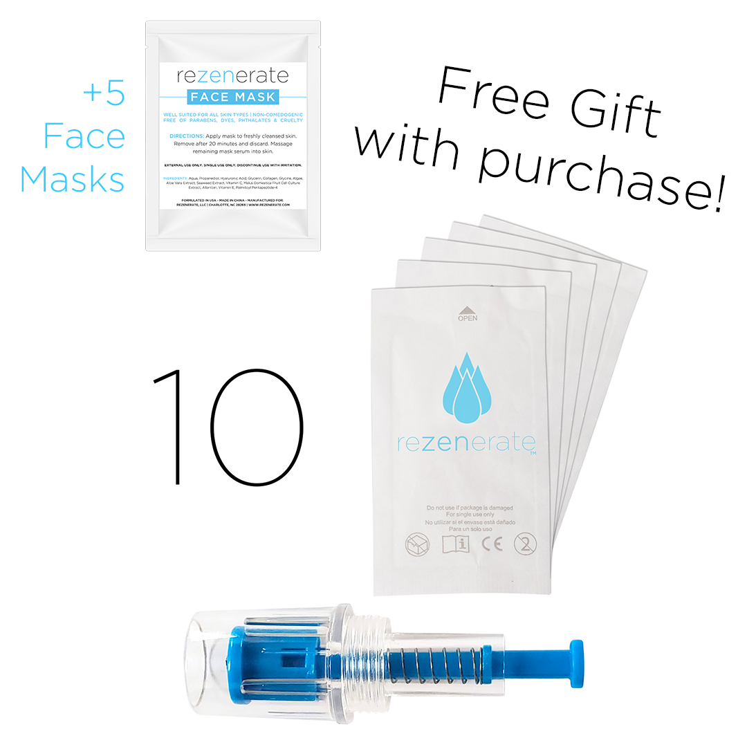 Rezenerate NanoFacial 'True Blue Tip Plus' Package (10 units) + Free Masks